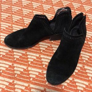 Size 8 Black mid boot with heel and lattice ankle cut outs